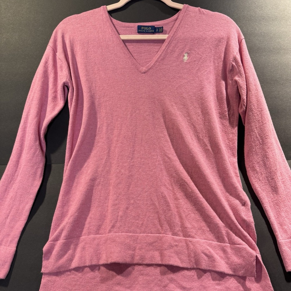Ralph Lauren Pink V-Neck‎ Wool Sweater Size SP